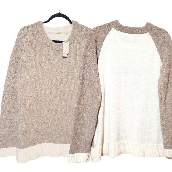 Soft Surroundings Women Colorblock Pullover Sweater Wool Alpaca Quiet Luxury New - Picture 1 of 11